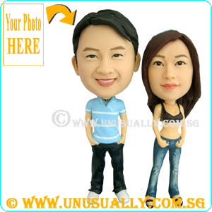 Custom 3D Lovely Casual Attire Couple Figurines